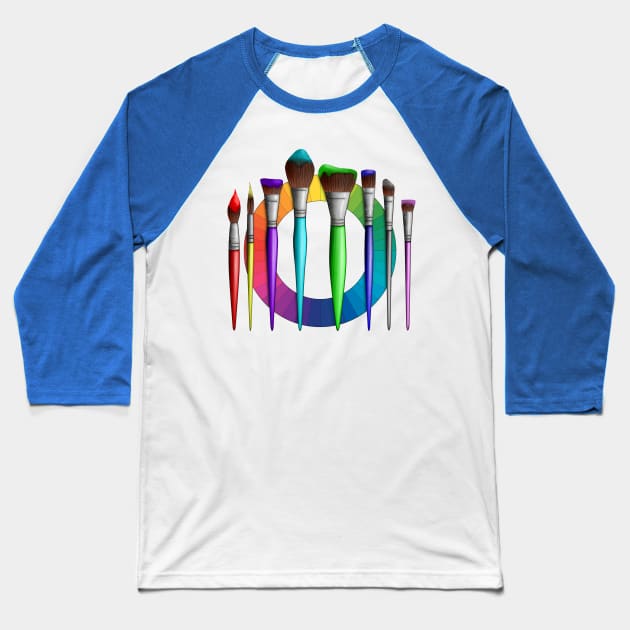 Fun Artist Painter Art Brushes Color Wheel Baseball T-Shirt by macdonaldcreativestudios